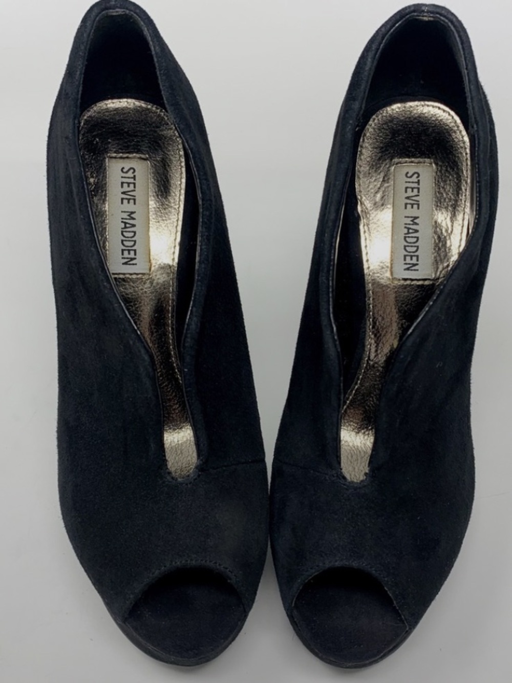 Steve Madden Black Suede Platform High Heel Ankle Boots - Picture 3 of 10